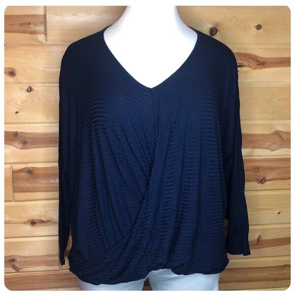 Charlotte Russe Navy LS Surplus Hem Shirt Top 3x - Picture 1 of 5